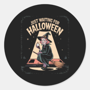 Sticker Rond En Attente De La Citation D'Halloween Été