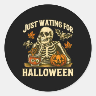 Sticker Rond En attente de la conception Citrouille du squelett