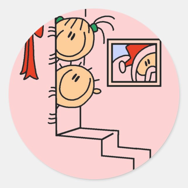 Sticker Rond En attente des T-shirts et cadeaux Père Noël (Devant)