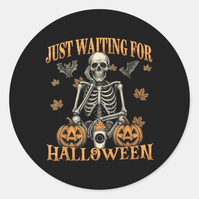 Sticker Rond En Attente D'Halloween Funny Skeleton Éffrayant S (Devant)