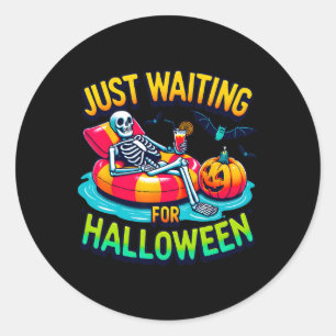 Sticker Rond En attente d'Halloween squelette Éffrayant été