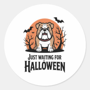 Sticker Rond En attente du chien d'Halloween