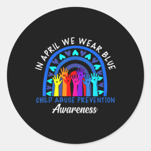 Sticker Rond En Avril, Nous Portons Bleu Cool Prévention De La 