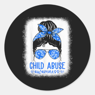 Sticker Rond En Avril, Nous Portons Bleu Cool Prévention De La
