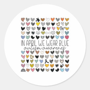 Sticker Rond En Avril Nous Portons Bleu Sensibilisation sur l'a