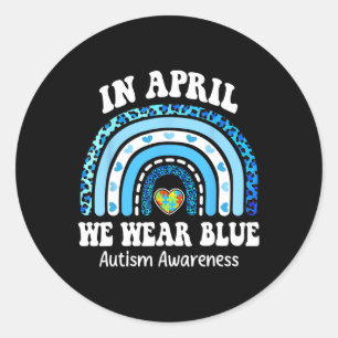 Sticker Rond En Avril Nous Portons Bleu Sensibilisation sur l'a