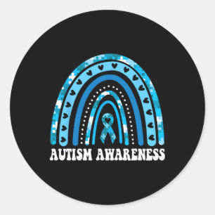 Sticker Rond En Avril Nous Portons Bleu Sensibilisation sur l'a
