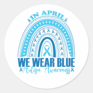 Sticker Rond En avril nous portons le bleu Mois de la sensibili
