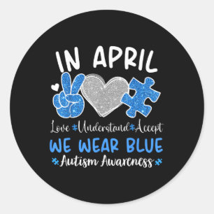 Sticker Rond En Avril Nous Portons Le Bleu Pour Les Hommes Sens