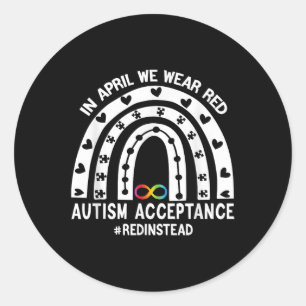 Sticker Rond En Avril Nous Portons Red Sensibilisation sur l'au