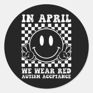 Sticker Rond En Avril Nous Portons Red Sensibilisation sur l'au
