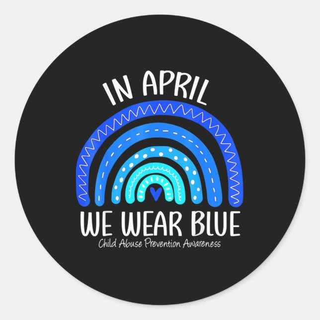 Sticker Rond En Avril, Nous Portons Une Attention Bleue À La Pr (Devant)