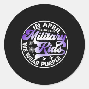 Sticker Rond En Avril Nous Portons Violet Militaire Mois Milita