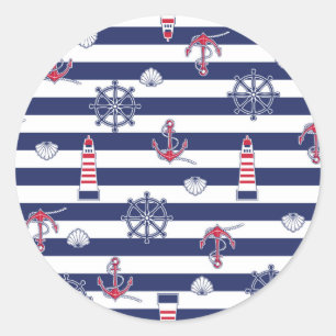 Sticker Rond En Bord De Mer Motif