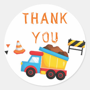 Sticker Rond En construction Anniversaire Merci