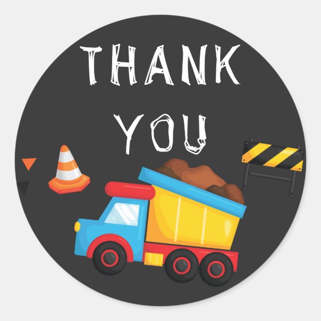 Sticker Rond En construction Anniversaire Merci Chalkboard (Devant)