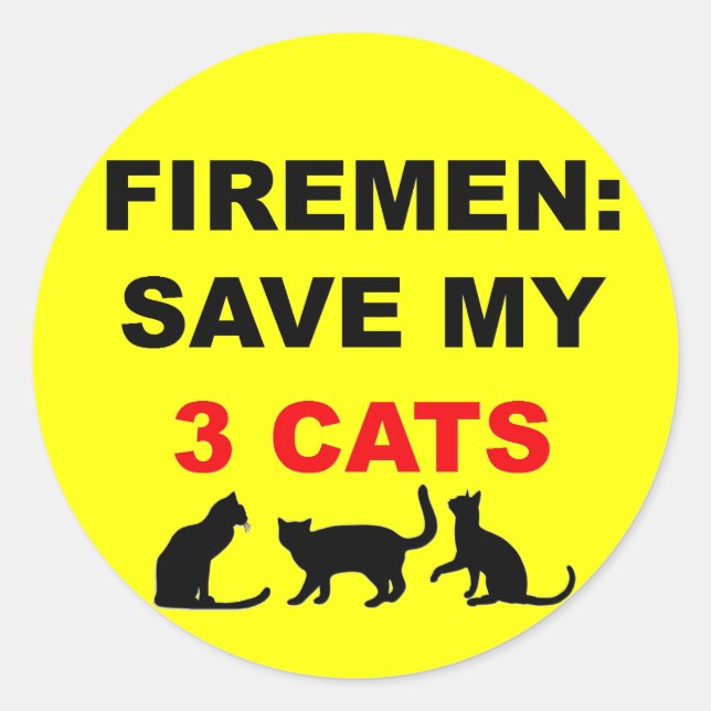 Sticker Rond En Coque de feu sauvez mes trois chats (Devant)