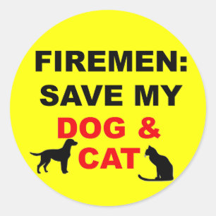 Sticker Rond En Coque de feu sauvez mon chien et mon chat