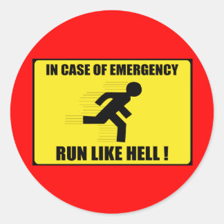 Sticker Rond En Coque D'Urgence ... Cours Comme Un Enfer