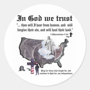 Sticker Rond EN DIEU NOUS AVONS CONFIANCE - 2 Chroniques 7:14