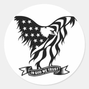 Sticker Rond En Dieu, nous faisons confiance Drapeau d'aigle a