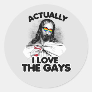 Sticker Rond En fait, j'aime les gays T-Shirt
