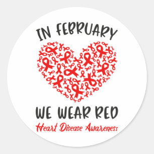 Sticker Rond En Février Nous Allons Red American Heart Disease 