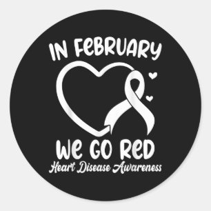 Sticker Rond En Février, Nous allons Red Heart Disease Awarenes