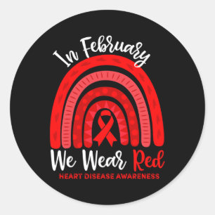 Sticker Rond En Février Nous Allons Red Ribbon Heart Disease Aw