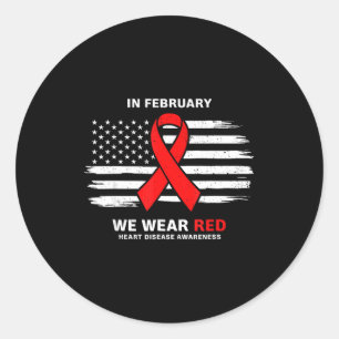 Sticker Rond En février, nous portons du rouge Mois de sensibil