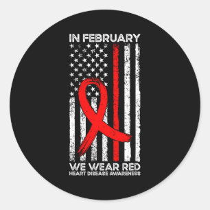 Sticker Rond En février, nous portons du rouge pour la sensibil
