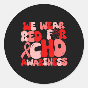 Sticker Rond En Février Nous Portons Red Chd Sensibilisation au
