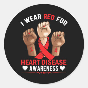 Sticker Rond En Février, Nous Portons Red Heart Disease Awarene