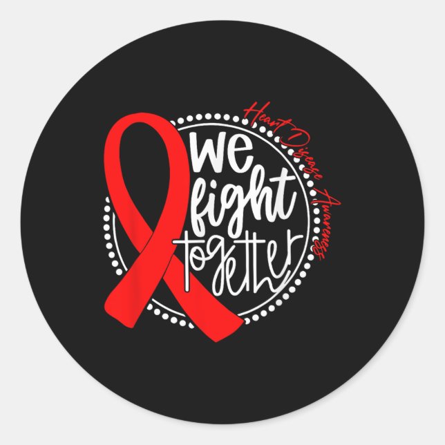 Sticker Rond En Février Nous Portons Red Heart Disease Awarenes (Devant)