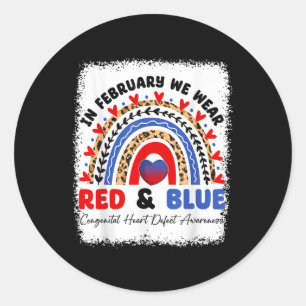 Sticker Rond En Février Nous Portons Rouge & Blue Chd Sensi