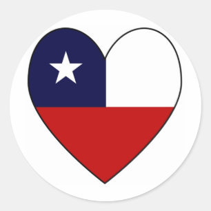 Sticker rond en forme de coeur chilien Drapeau Val