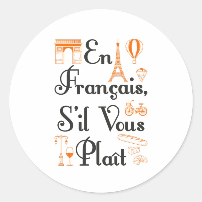Sticker Rond En Francais S'il Vous Plait Enseignant Français (Devant)