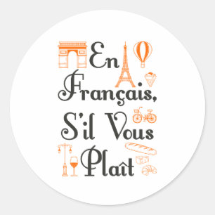 Sticker Rond En Francais S'il Vous Plait Enseignant Français