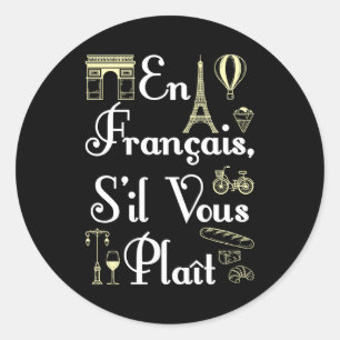 Sticker Rond En Francais S'il vous Plait Enseignant Français