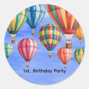 Sticker Rond En Haut En Haut & En Partant 1ère Fête d'Anniversa