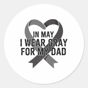 Sticker Rond En Mai Je Porte Gris Ribbon Cerveau Tumeur Ap
