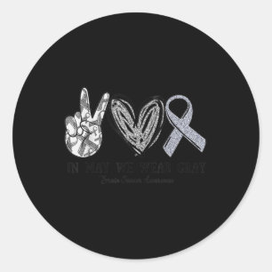 Sticker Rond En Mai, Nous Portons Gris Cerveau Mois de sensibil