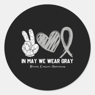 Sticker Rond En Mai, Nous Portons Gris Cerveau Mois de sensibil