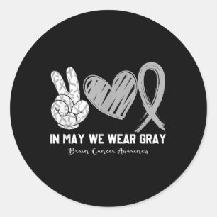 Sticker Rond En Mai, Nous Portons Gris Cerveau Mois de sensibil