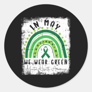 Sticker Rond En Mai, Nous Portons Un Warri Vert De Sensibilisat