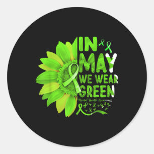 Sticker Rond En Mai, Nous Portons Une Chemise Verte Sensibilisa