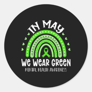 Sticker Rond En Mai, Nous Portons Une Sensibilisation Verte À L