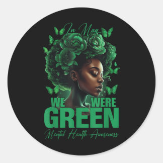 Sticker Rond En Mai, Nous Portons Vert Sensibilisation À La San