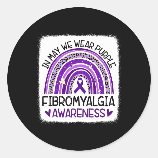 Sticker Rond En Mai, Nous Portons Violet Fibromyalgie Sensibili (Devant)