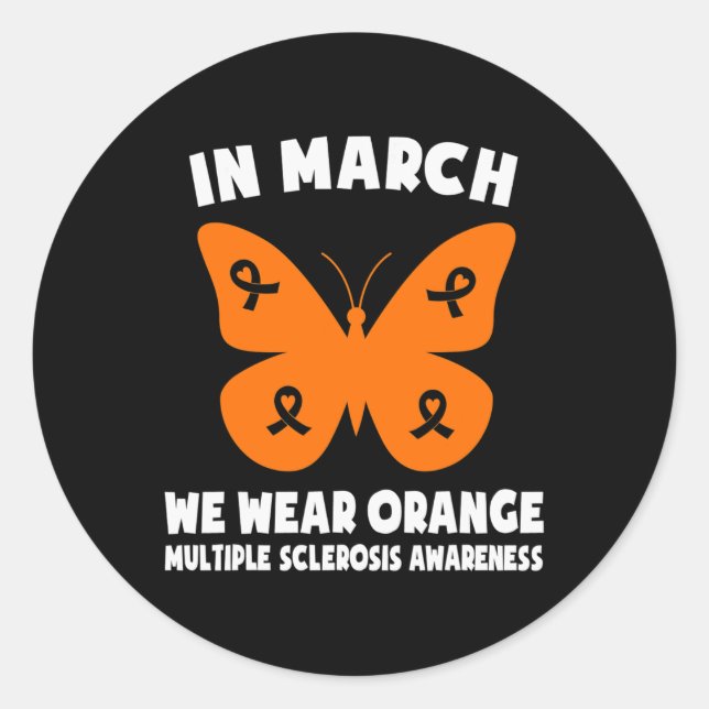 Sticker Rond En Mars Nous Portons Orange Ms Awareness Multiple  (Devant)